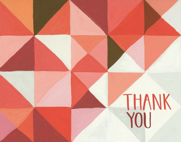 Red Triangular Thank You Card