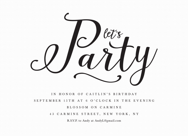 Black Lettering Invite