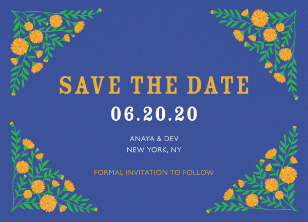 Blue Floral Save The Date