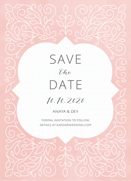 Blush Ornament Save The Date