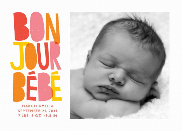 Bonjour Red Birth Announcement