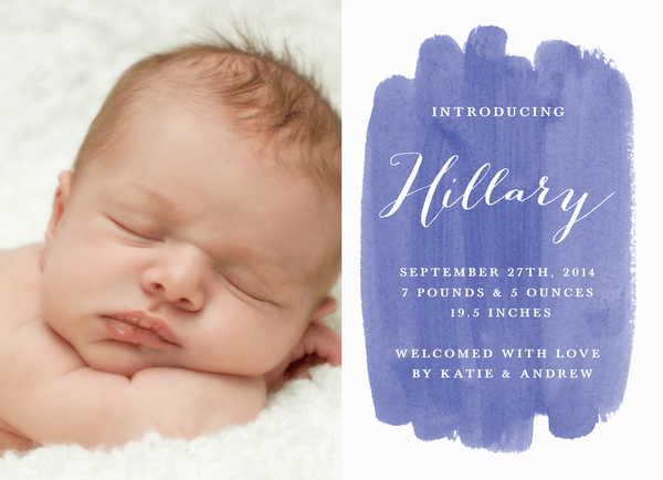 Watercolor Birth Announcement