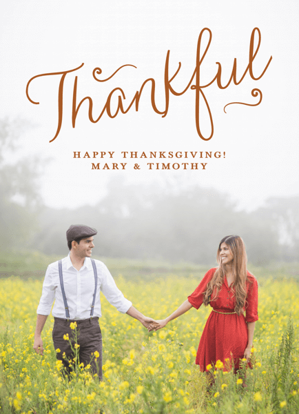 Brown Cursive Thanksgiving Card