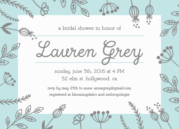 Mint Grey Bridal Shower Invite