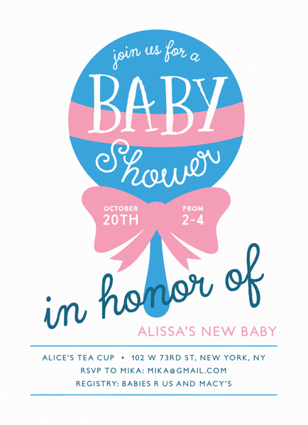 Rattle Custom Baby Shower Invitation