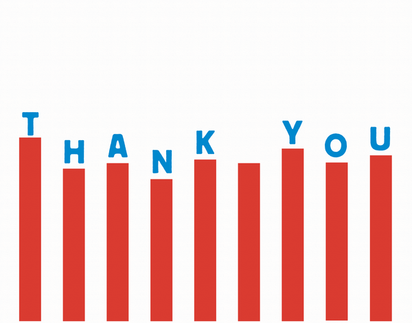 Varied Red Bars Thank You Note