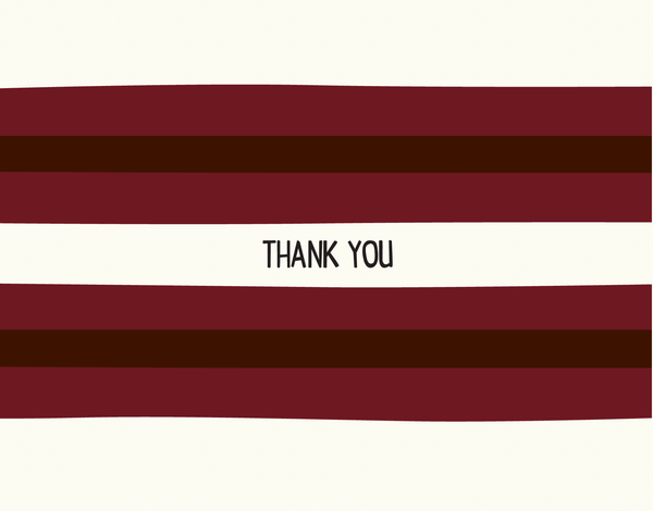 Bold Burgundy Striped Thank You Note