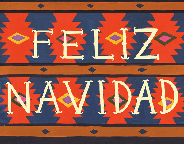 blue and red feliz Navidad Card