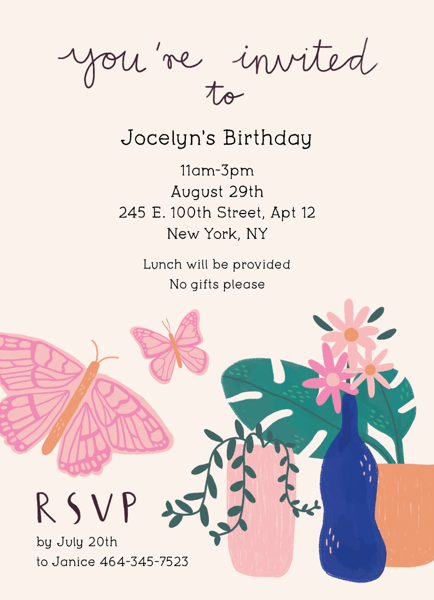 Butterfly Invitation