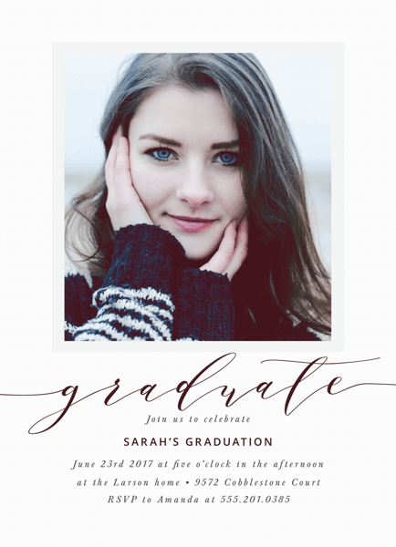 Modern Calligraphy Graduation Invite